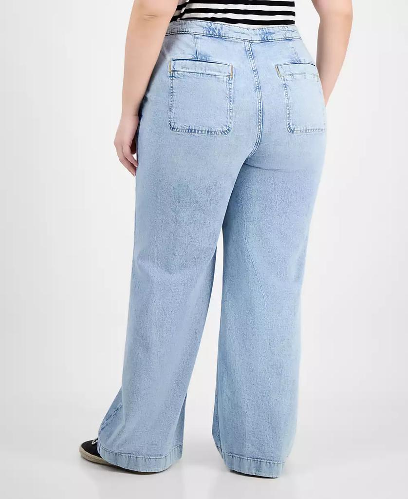 On 34th Trendy Plus Size High-Rise Relaxed-Fit Wide-Leg Sailor Jeans, Exclusively at Macy's