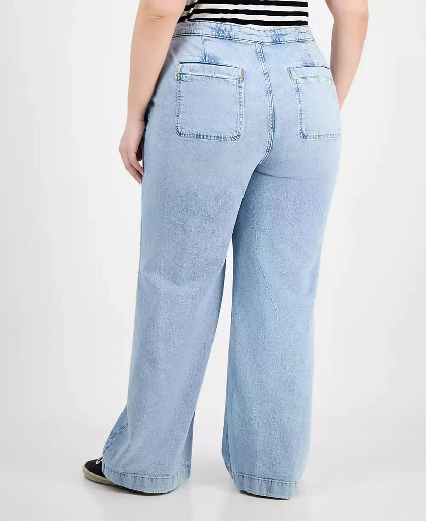 On 34th Trendy Plus Size High-Rise Relaxed-Fit Wide-Leg Sailor Jeans, Exclusively at Macy's 2