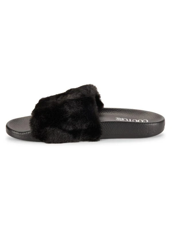 Versace Logo Faux Fur Slides 4