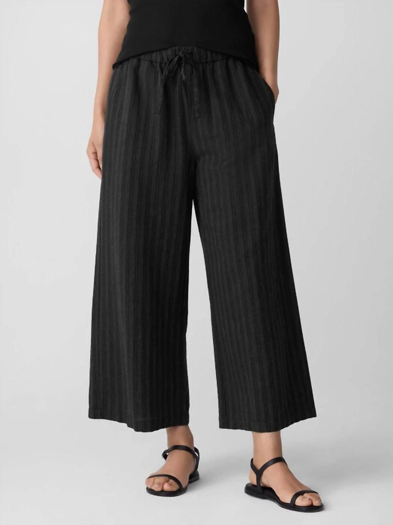 Eileen Fisher Women
s Textured Stripe Wide Cropped Pant In Black