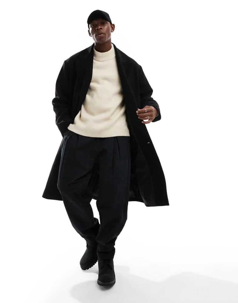 Weekday Weekday Pavo wool blend long coat in black 2