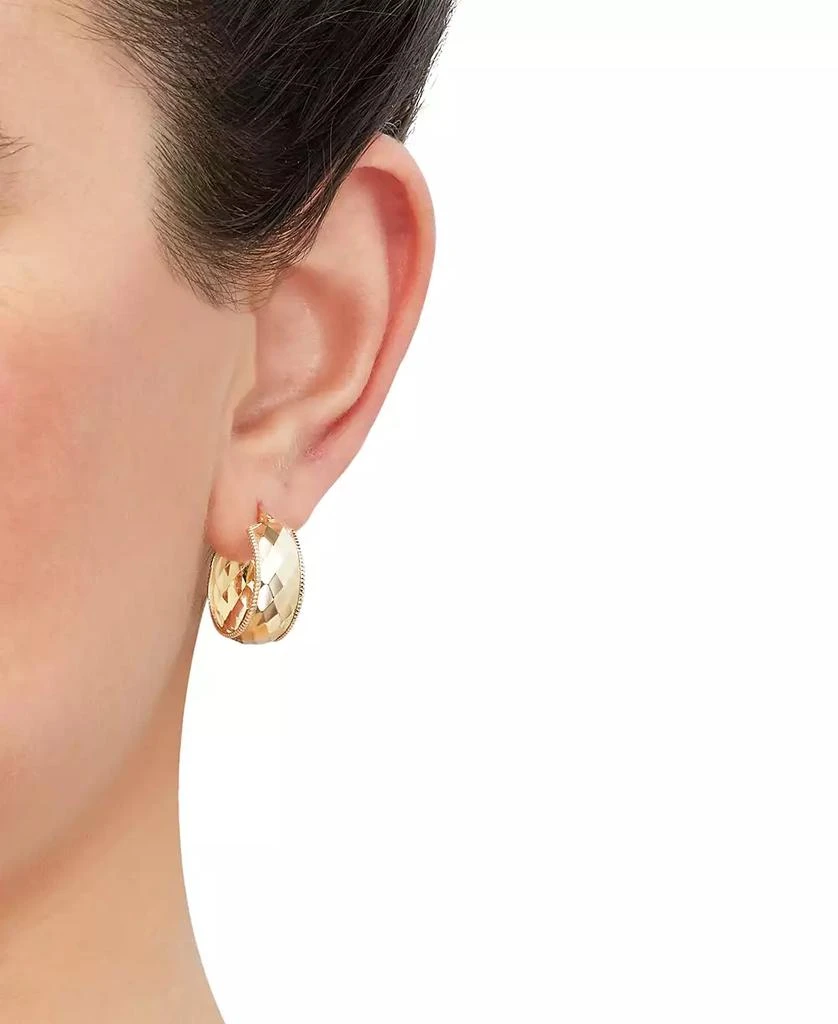 Macy's Wide Width Patterned Small Hoop Earrings in 10k Gold, 1" 2