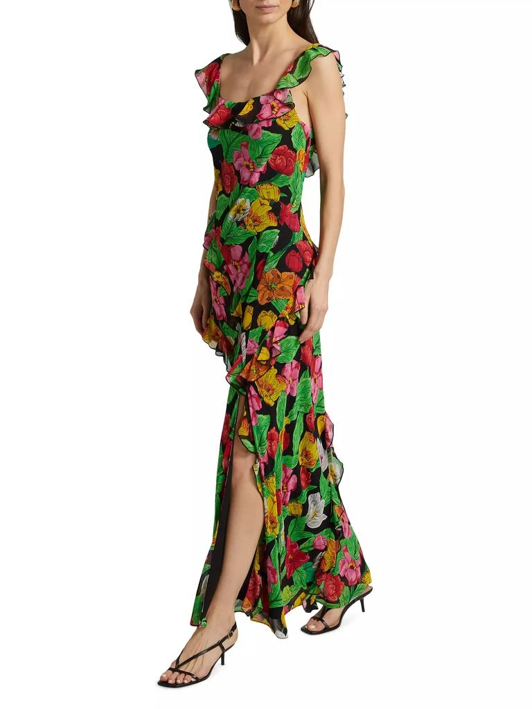 Milly Tulip Rosette Ruffled Floral Sleeveless Maxi Dress 2