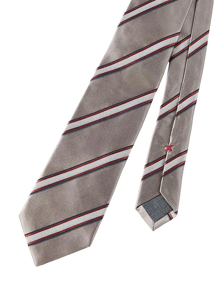 Brunello Cucinelli Regimental Stripe Silk and Cotton Tie 3