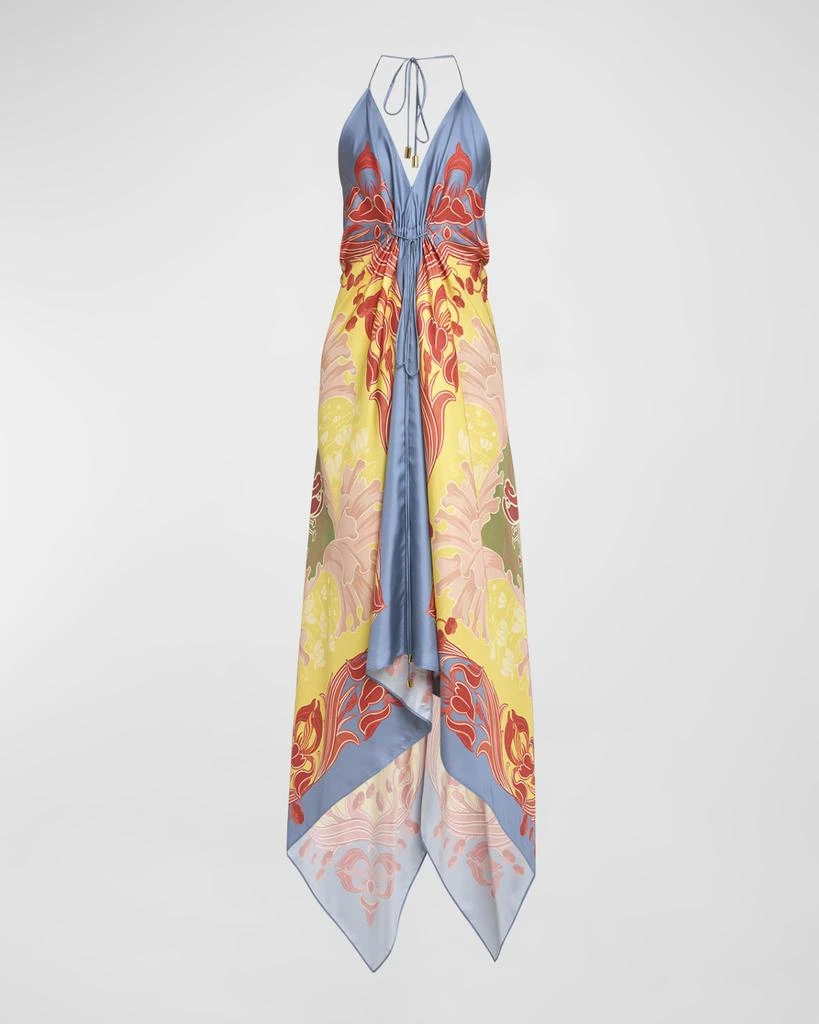 ETRO Wallpaper-Print Halter High-Low Foulard Sundress 1