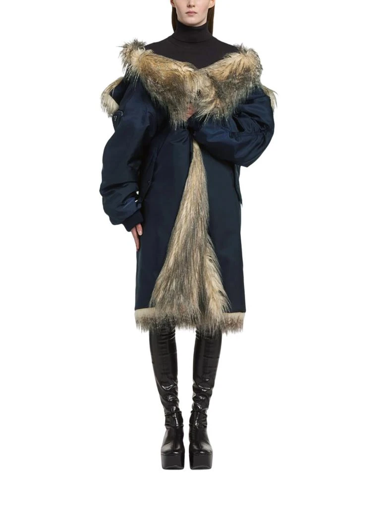 Prada Prada - RE-NYLON FAUX FUR-TRIMMED COAT 1