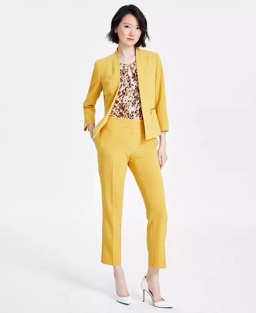 Kasper Kiss-Front Blazer, Animal-Print Top & Slim-Leg Pants 1