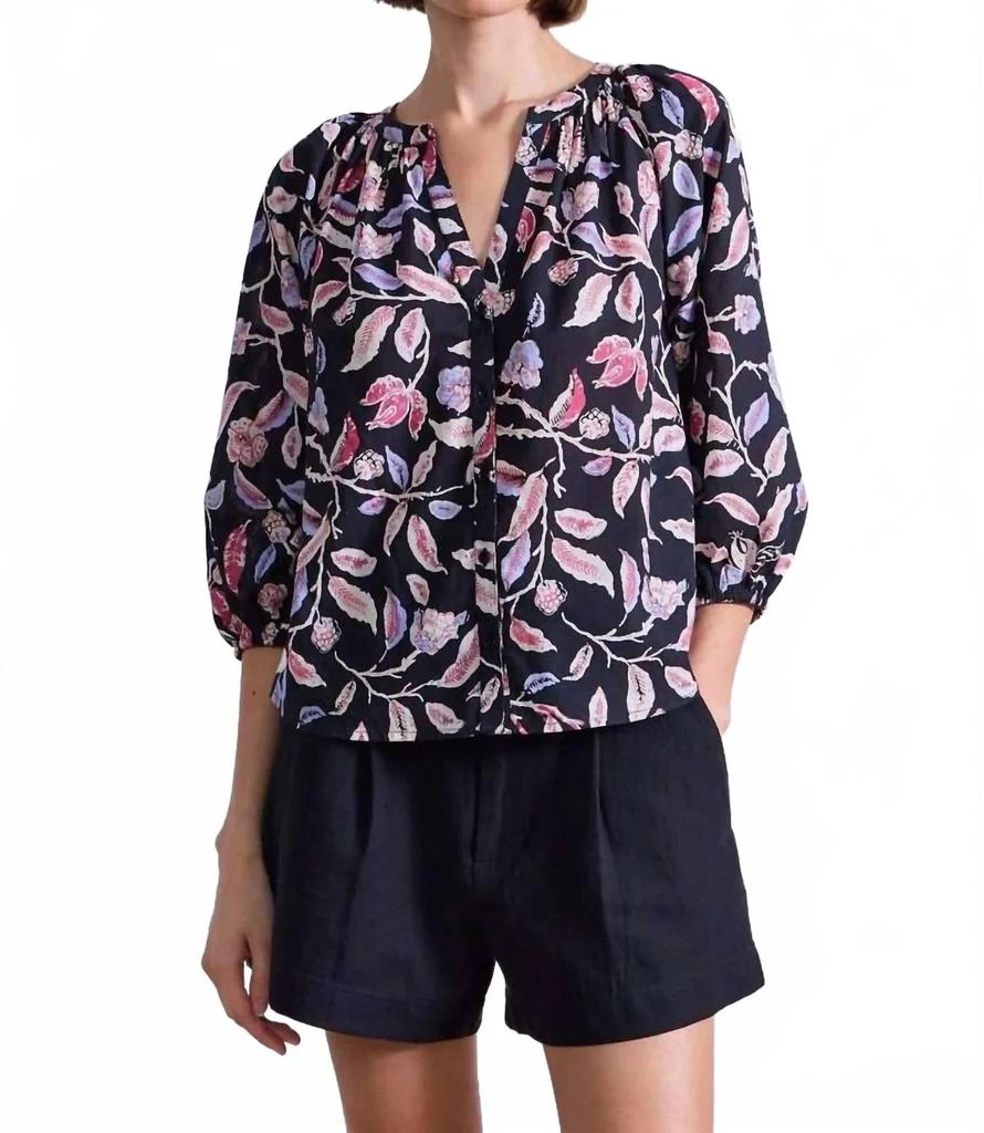 Apiece Apart Mitte V-Neck Top In Garden Floral 1