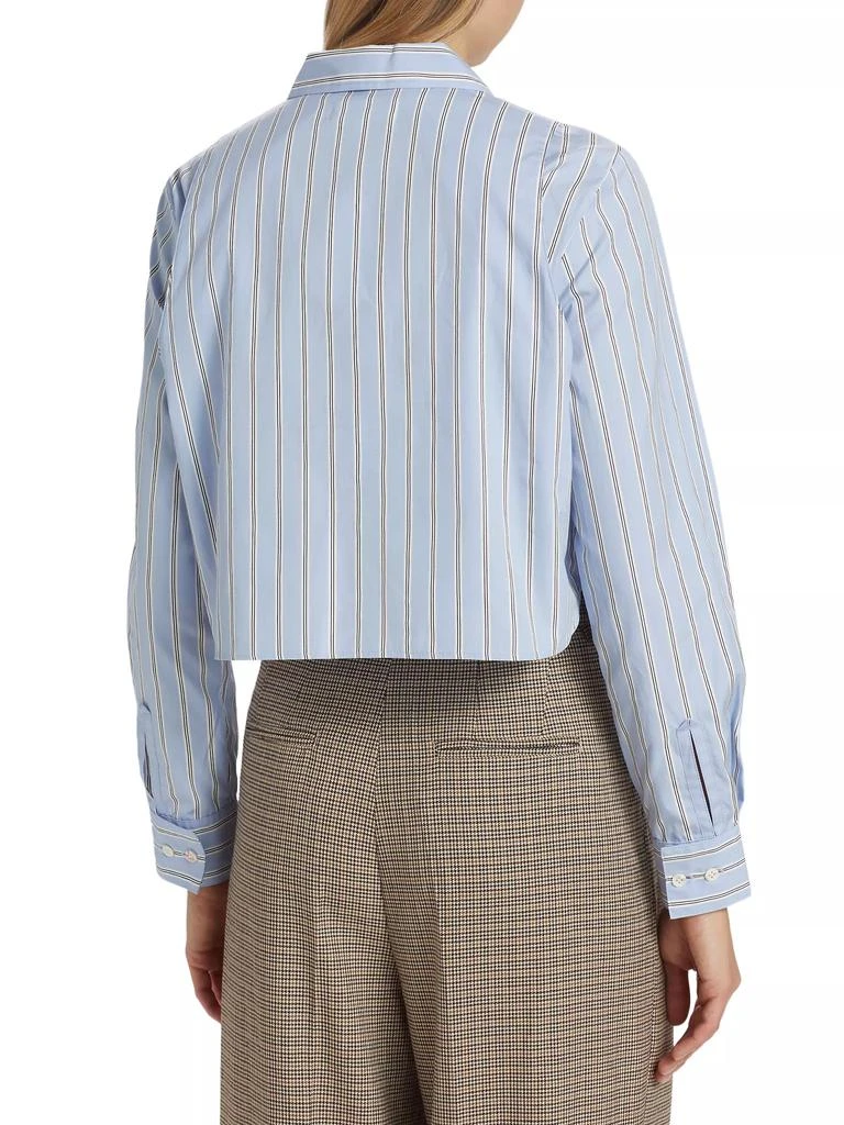 MOUSSY VINTAGE Striped Cotton Layered Crop Shirt 5