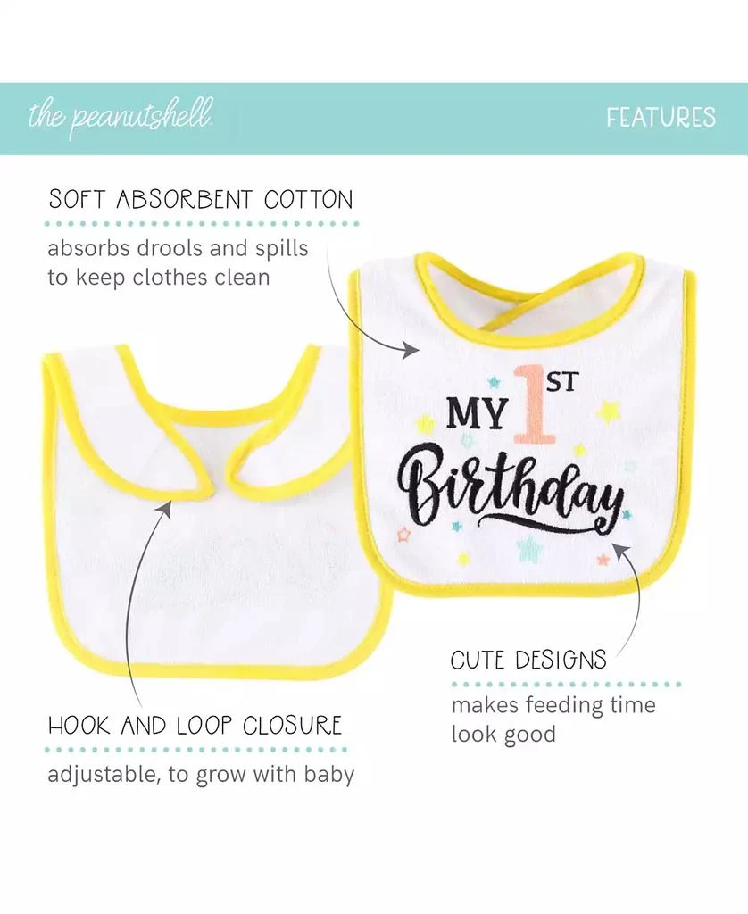 The Peanutshell Baby Boys New Holiday Terry Bib 10 Pack Set 5