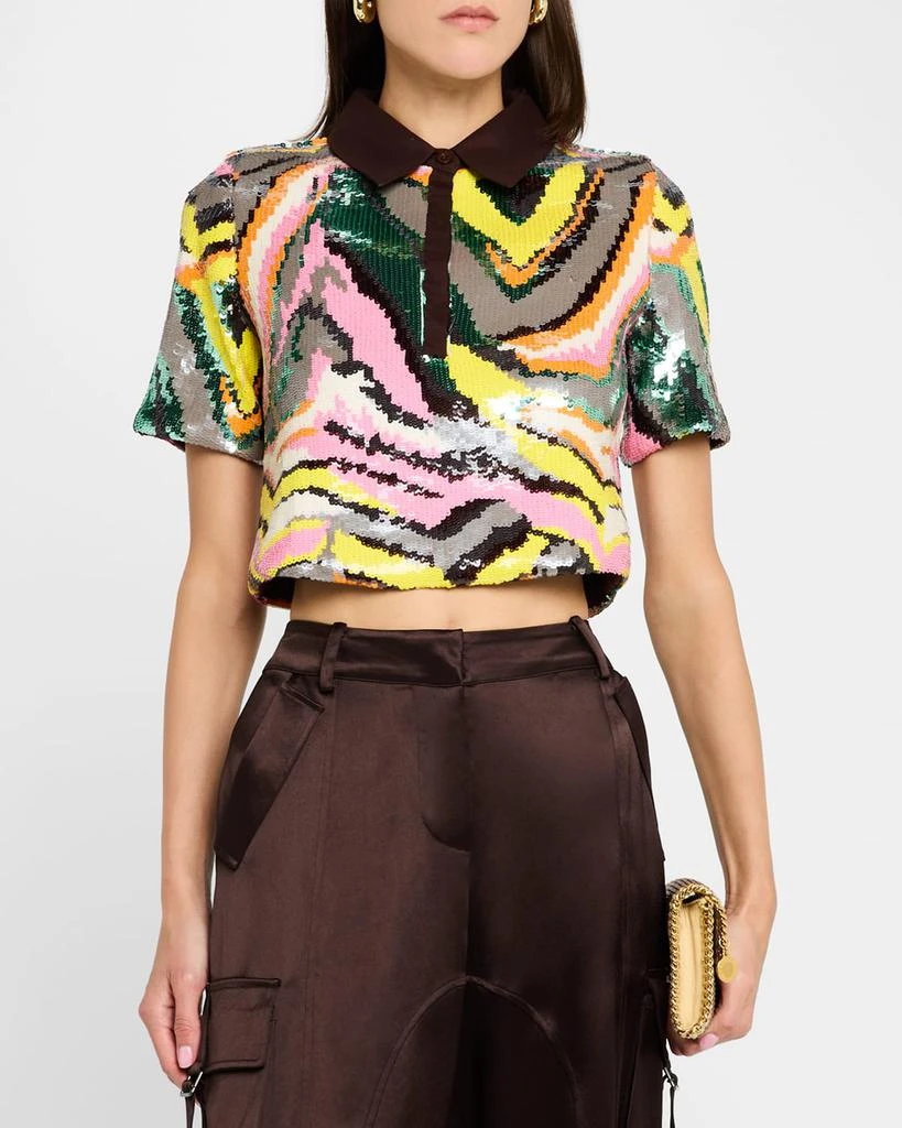 Le Superbe Pop Art Sequined Polo Top 4