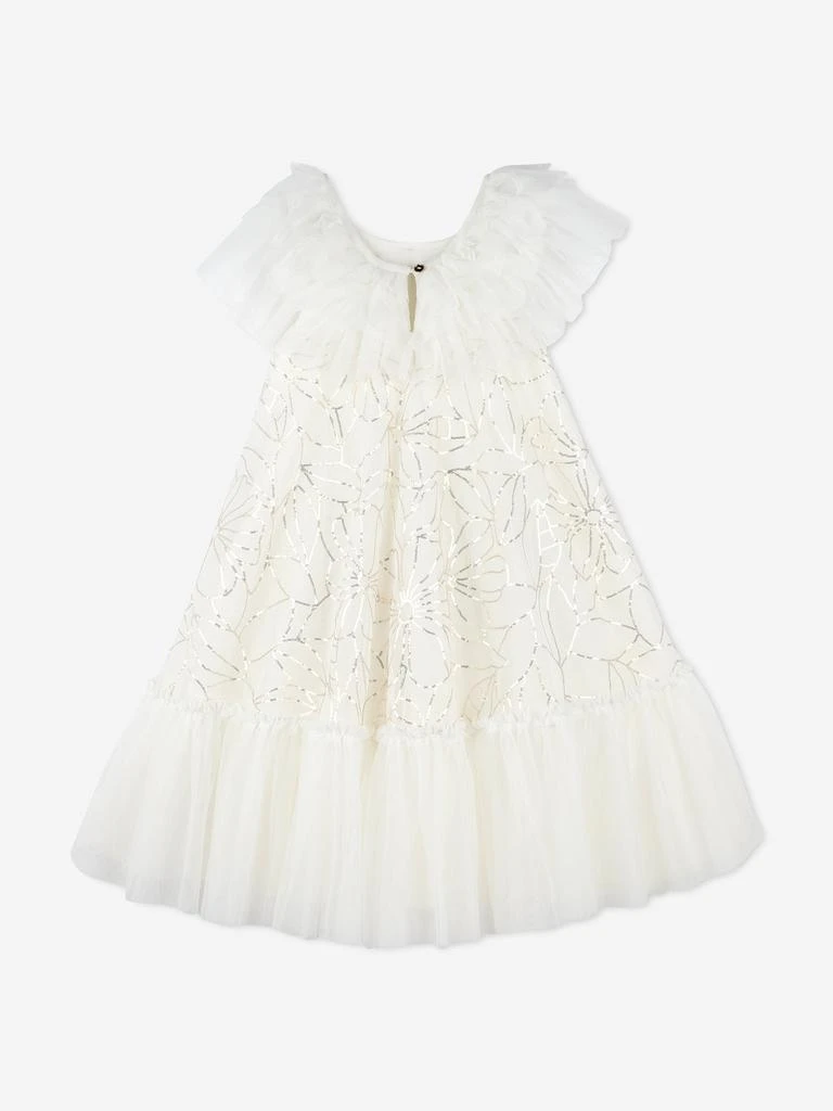 Billieblush Girls Sequin Flower Tulle Dress in Ivory 2