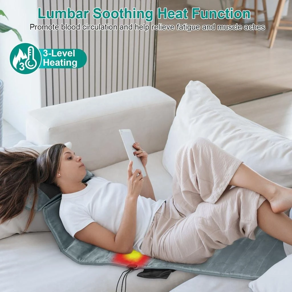 PROXXI Full Body Electric Massage Mat with Heat Vibration Massage Pad Cushion Back Massage Mattress Chair Pad with Neck Massage Pillow with 10 Vibration Motors Timer Anti-Slip Bottom Earplugs 3