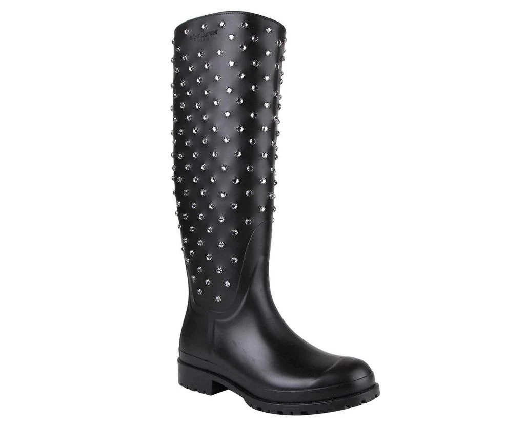 Yves Saint Laurent Women's  Rubber Rain Boots With Crystal Studs (35 EU / 5 US) 1
