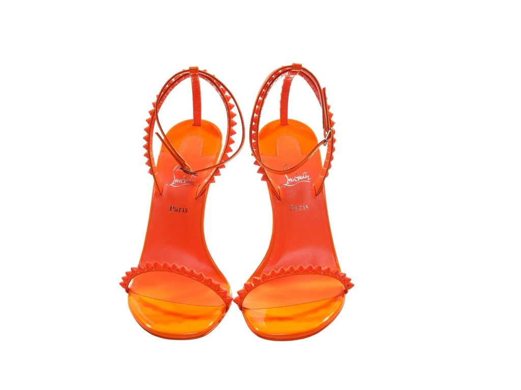 Christian Louboutin So Me 100 Orange Patent Leather Studded Strappy High Heels 1