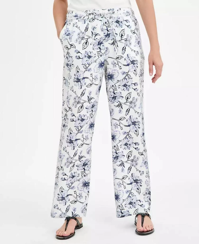 Charter Club Women's Floral-Print 100% Linen Pants, Exclusively at Macy's 3