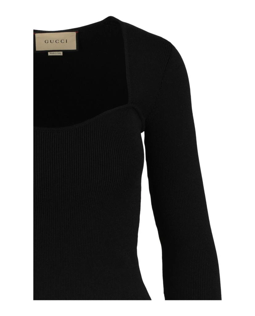 Gucci Sweetheart Neck Ribbed Knit Sweater 3