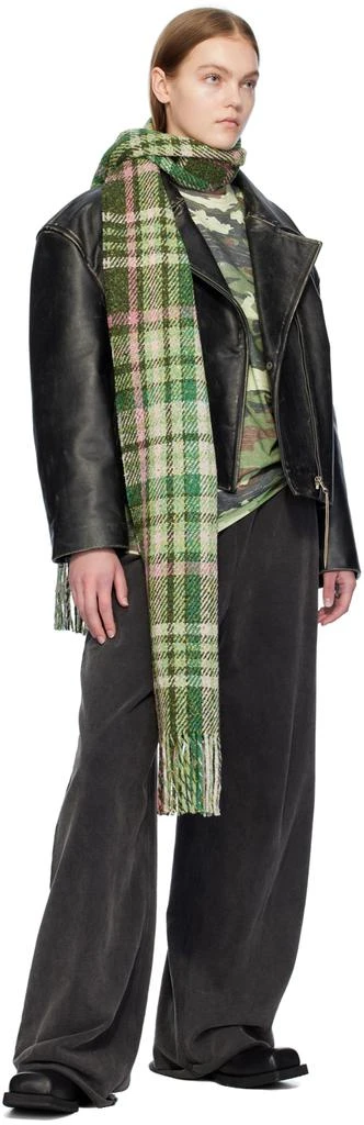 Acne Studios Green Plaid Fringe Scarf 3