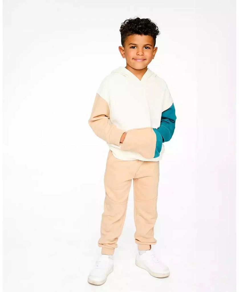 Deux par Deux Toddler Boys French Terry Sweatpants with Cross Seams Beige 2