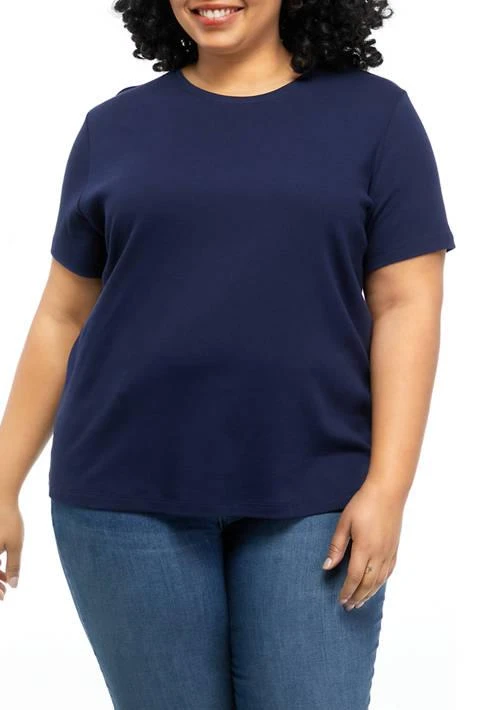 Kim Rogers® Rogers Plus Size Solid Short Sleeve Crew Neck T Shirt 1