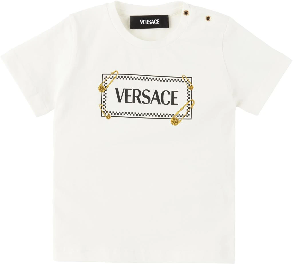Versace Baby White Safety Pin Logo T-shirt