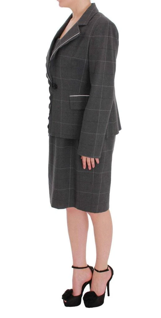 BENCIVENGA BENCIVENGA Gray Checkered Cotton Blazer Dress Set Suit 3