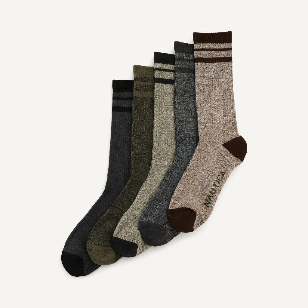 Nautica Mens Athletic Crew Socks, 5-Pack