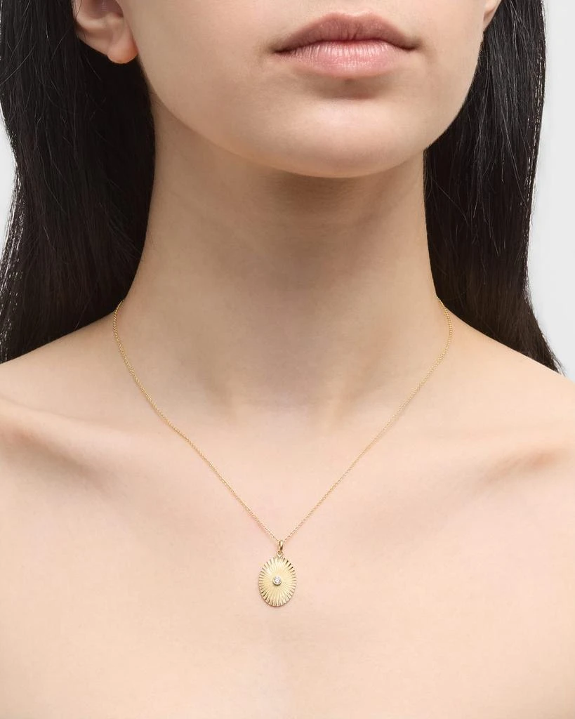 Zoe Lev 14K Gold Pleated Oval with Diamond Necklace, 16-18"L 2
