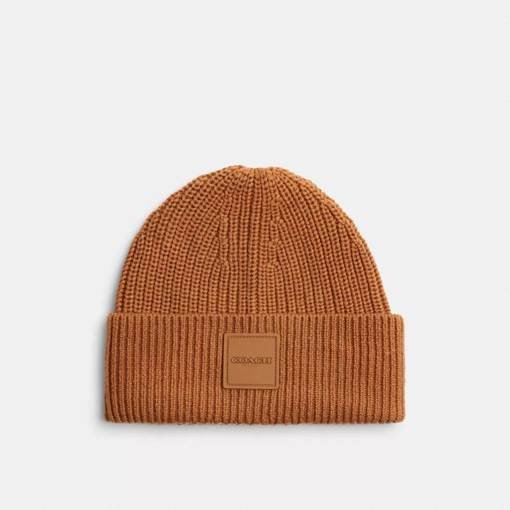 preivew Knit Beanie With Rubber Patch color
