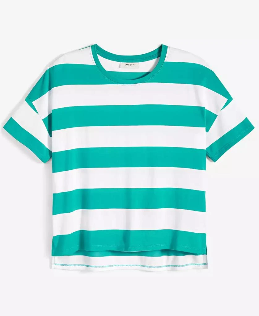 On 34th Women's Rugby Stripe Drop-Shoulder T-Shirt, Created for Macy's 5
