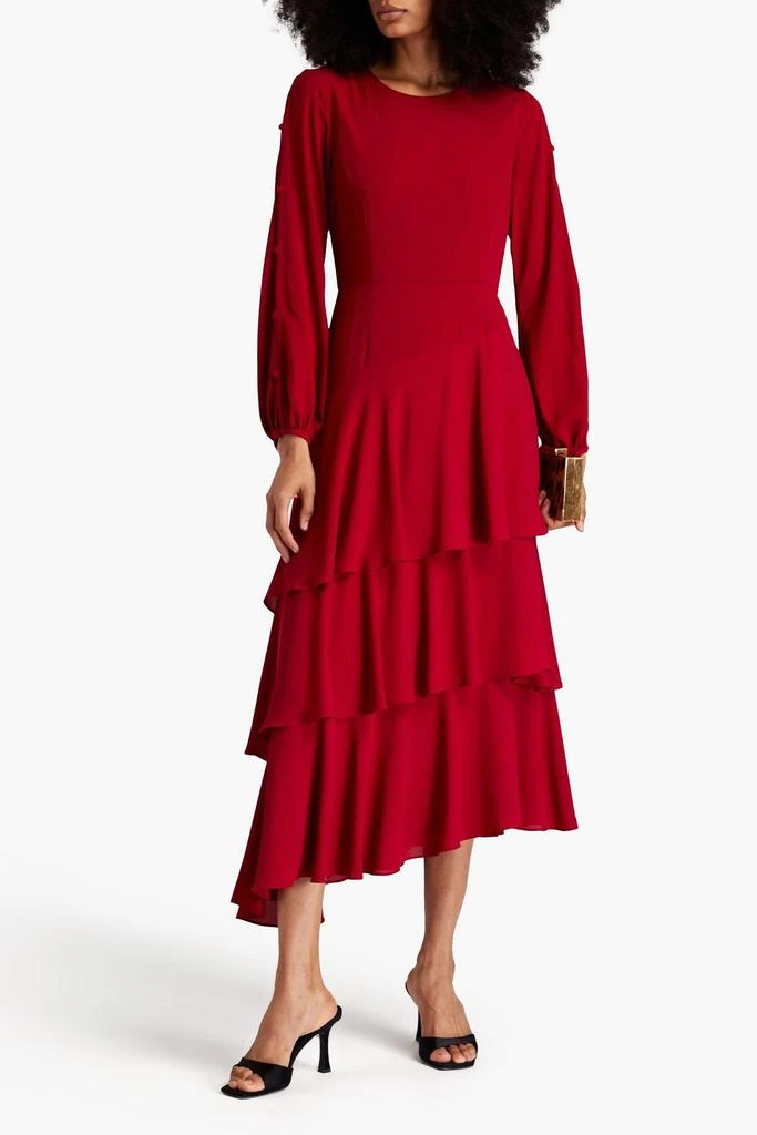 MIKAEL AGHAL Tiered crepe midi dress 2