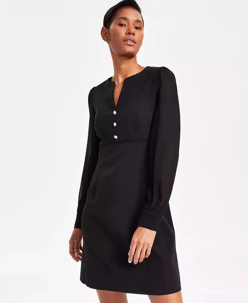 Anne Klein Women's Long-Sleeve Button Shift Dress 3