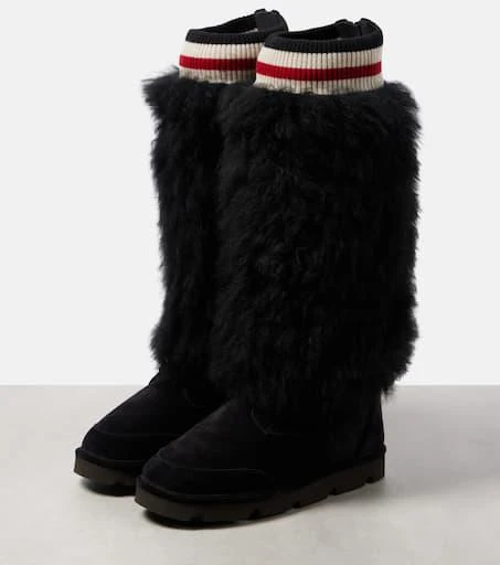 Brunello Cucinelli Mountain shearling-trimmed suede knee-high boots 4