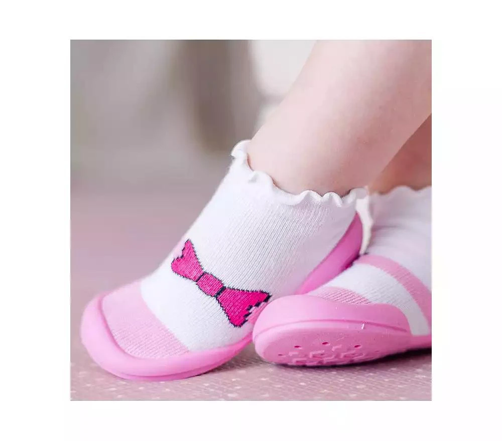 Komuello Infant Girl Breathable Washable Non-Slip Sock Shoes Mary Jane Bow 2