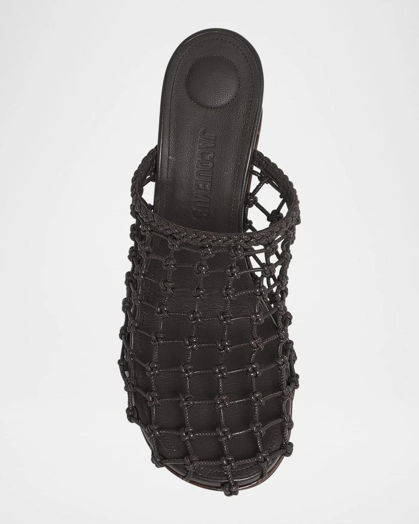 Jacquemus Les Doubles Tresses Croc-Embossed Wedge Mules 4