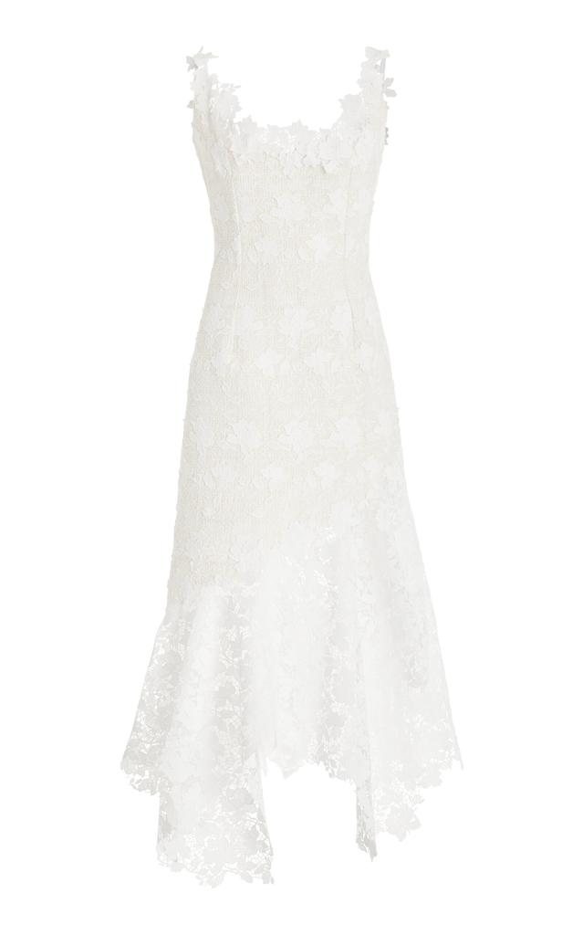 Oscar de la Renta Oscar de la Renta - Guipure-Lace Tweed Midi Dress - Ivory - US 6 - Moda Operandi