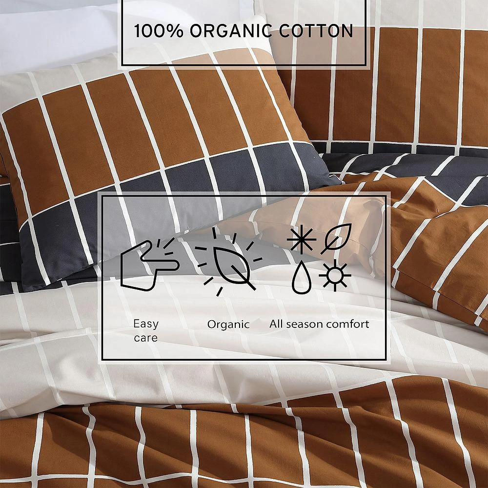 marimekko Tiiliskivi Raita Cotton Duvet Cover Set, Full/Queen 5