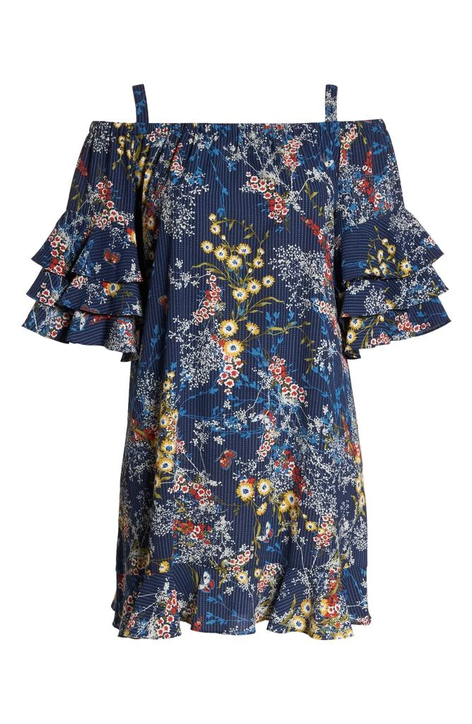 Gabby Skye Gabby Sky Floral Tiered Sleeve Off the Shoulder Dress 5