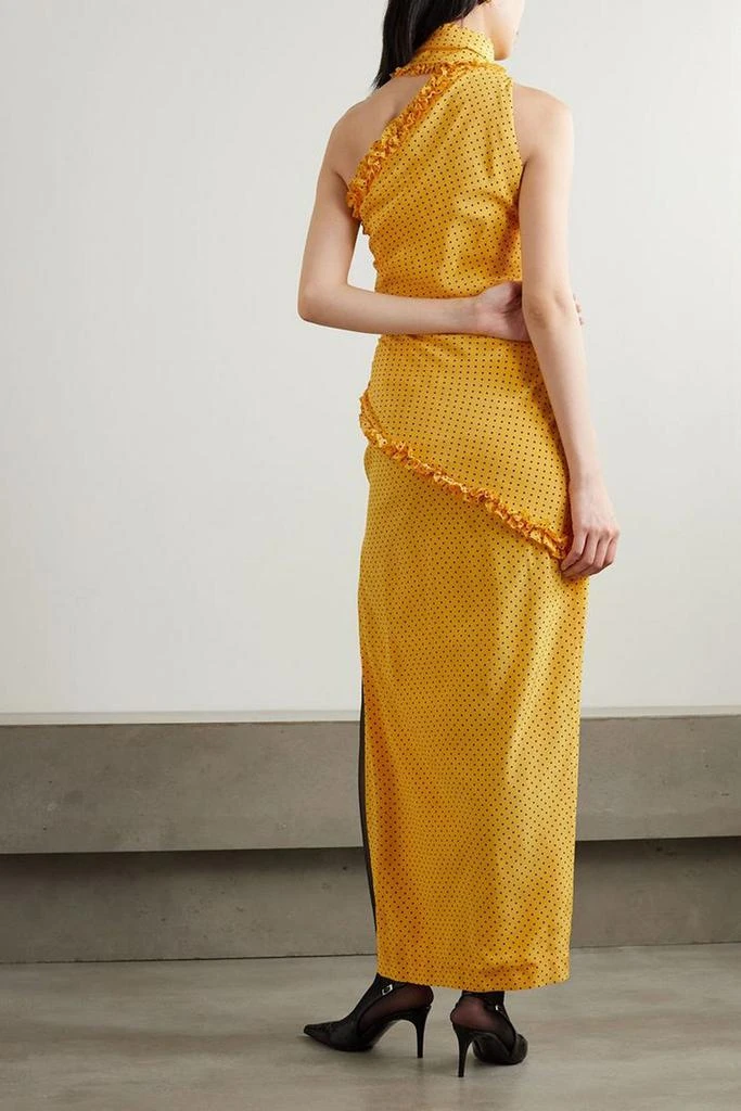 Alessandra Rich One-shoulder polka-dot silk crepe de chine maxi dress 3
