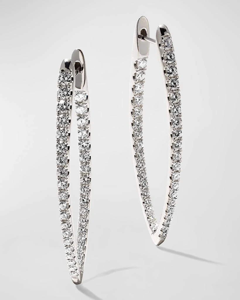 Memoire 18k White Gold Diamond Imperial Hoop Earrings, 1.66tcw 1