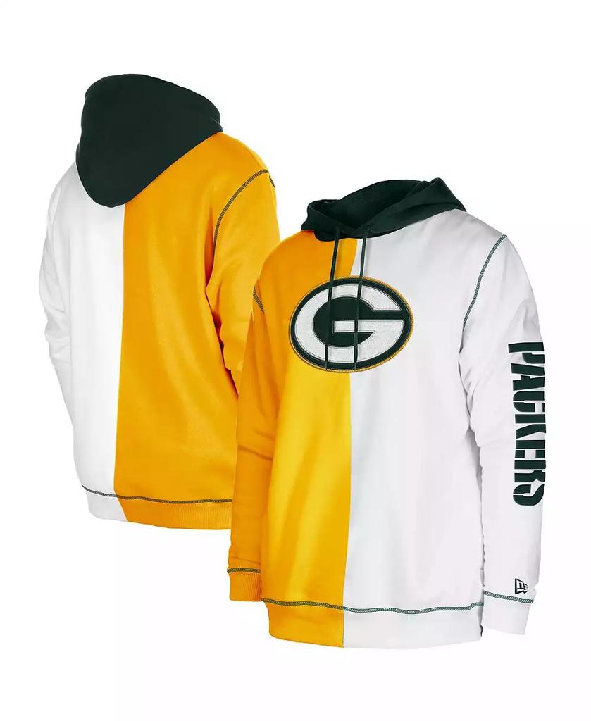 New Era Men's Gold, White Green Bay Packers Third Down Split Raglan Pullover Hoodie