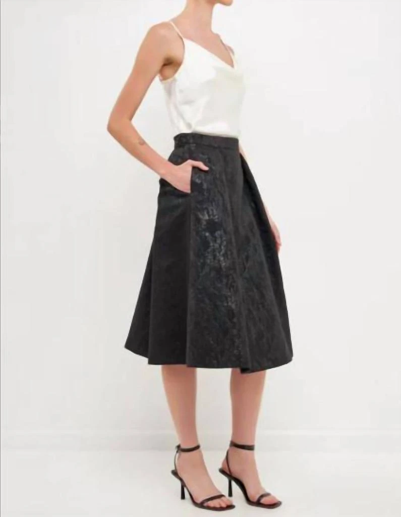 Endless Rose Endless Rose - Metallic Jacquard Flare Midi Skirt 2