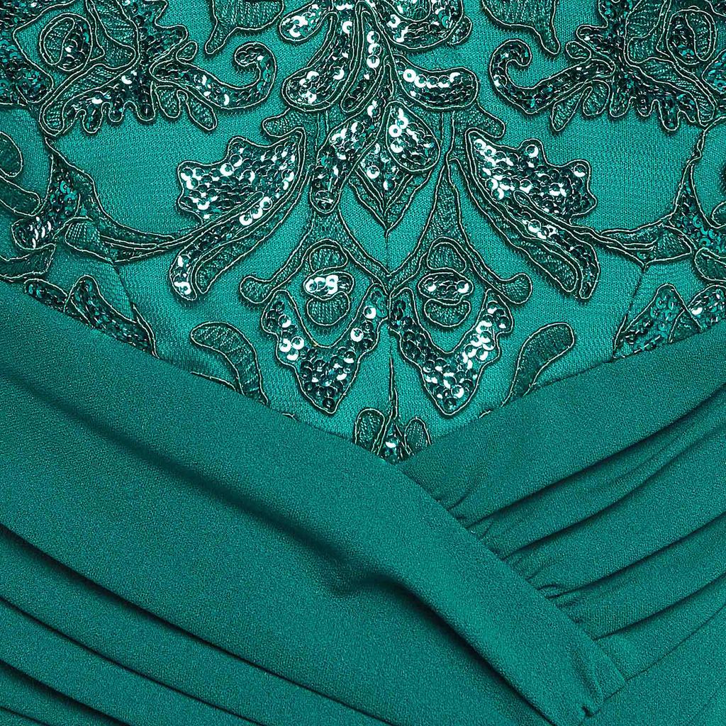 Tadashi Shoji Tadashi Shoji Emerald Green Percy Sequin Crepe Drape Gown S -  Dresses & Skirts - Free Shipping - BeyondStyle