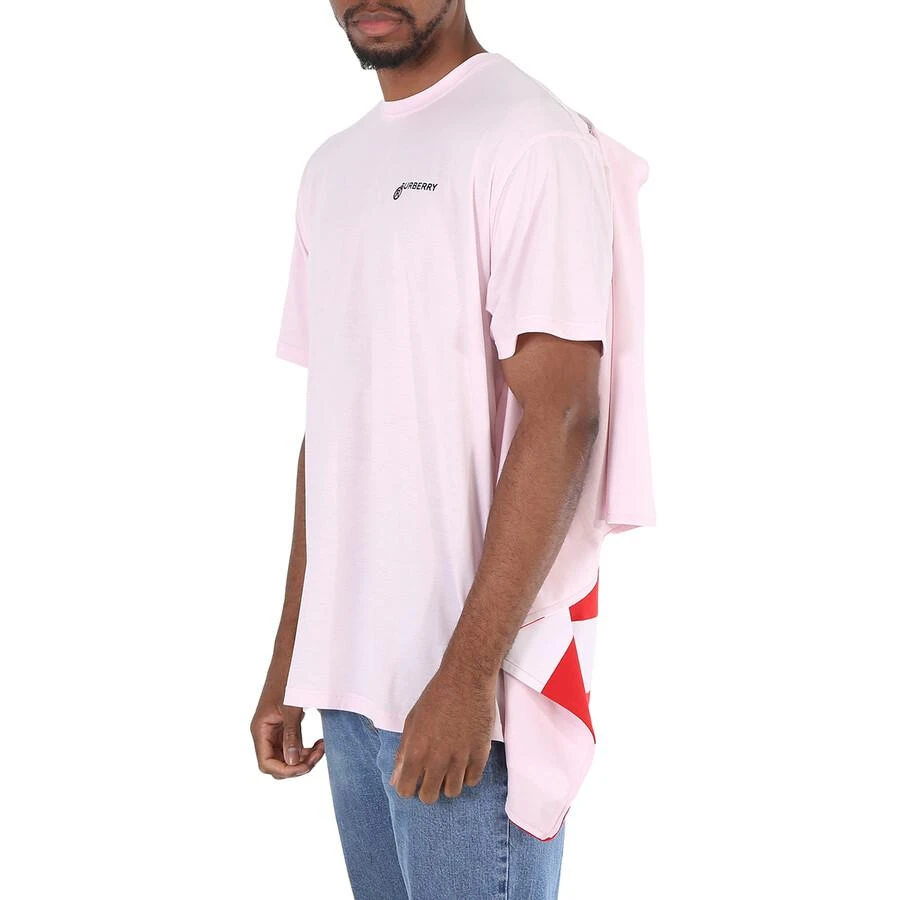 Men's Pale Pink Striped Cape Detail Cotton Oversized T-shirt – On