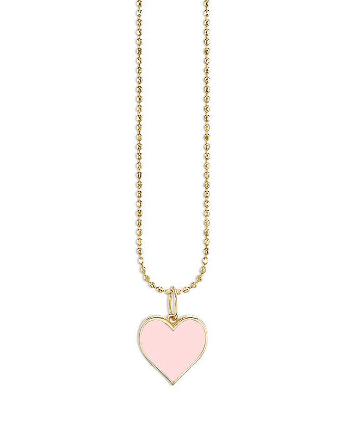 Sydney Evan 14K Yellow Gold Pink Heart Pendant Necklace, 14"-16"