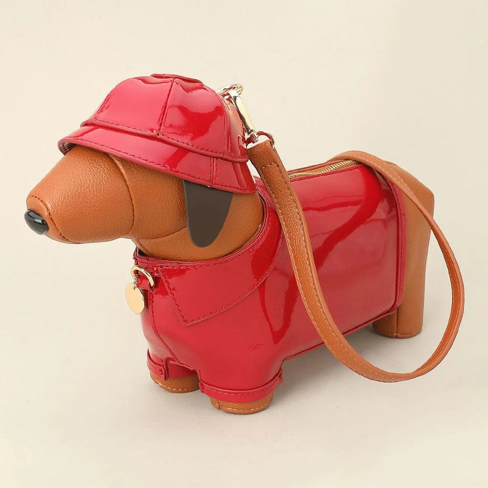 FASHNZFAB Faux Leather Raincoat Puppy Crossbody Bag