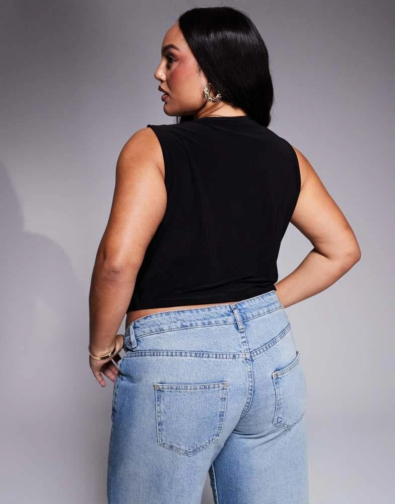 ASOS ASOS DESIGN Curve extreme cowl neck top with trim detail in black 4