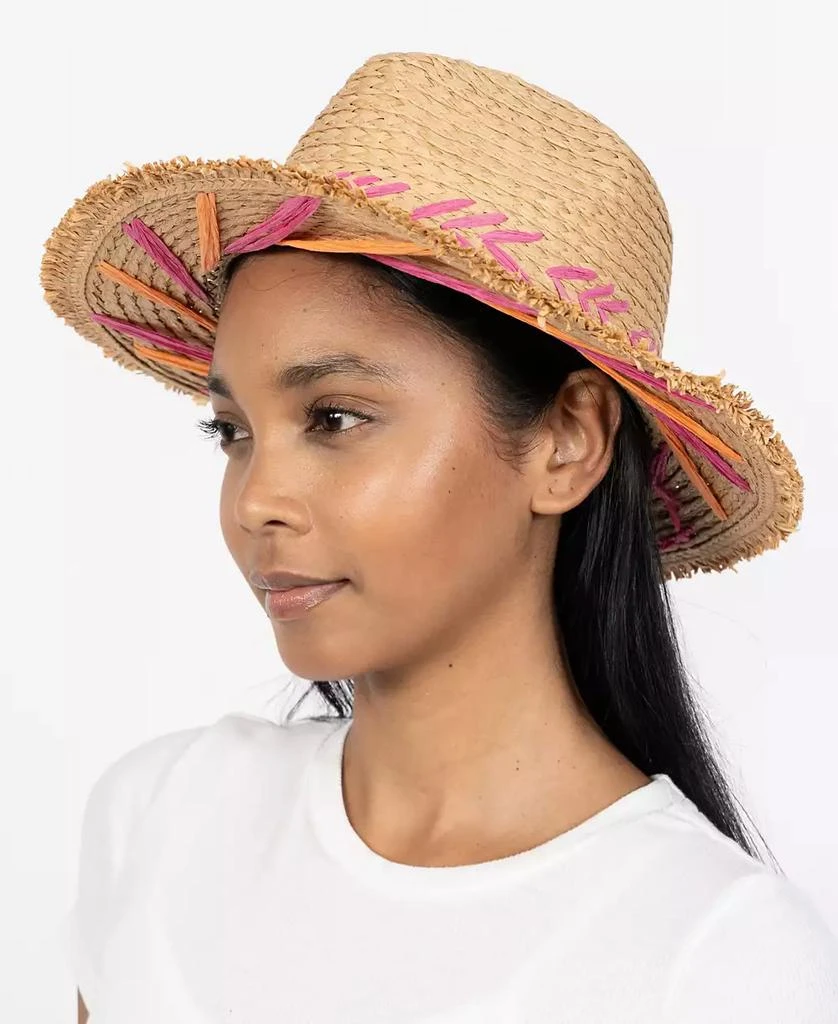 Vince Camuto Embroidered Straw Panama Hat 3