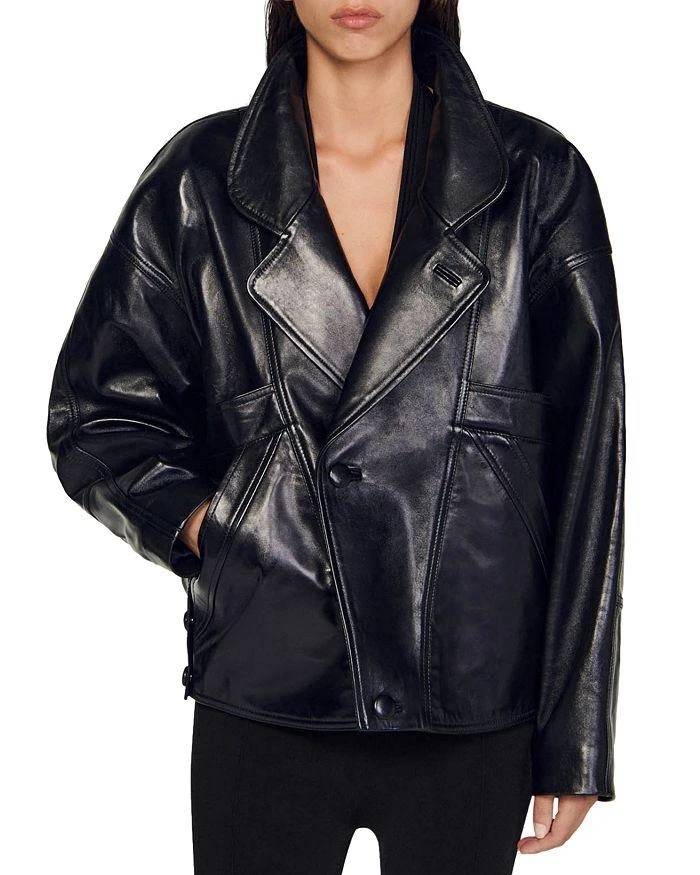 Sandro Clem Oversized Leather Jacket 1