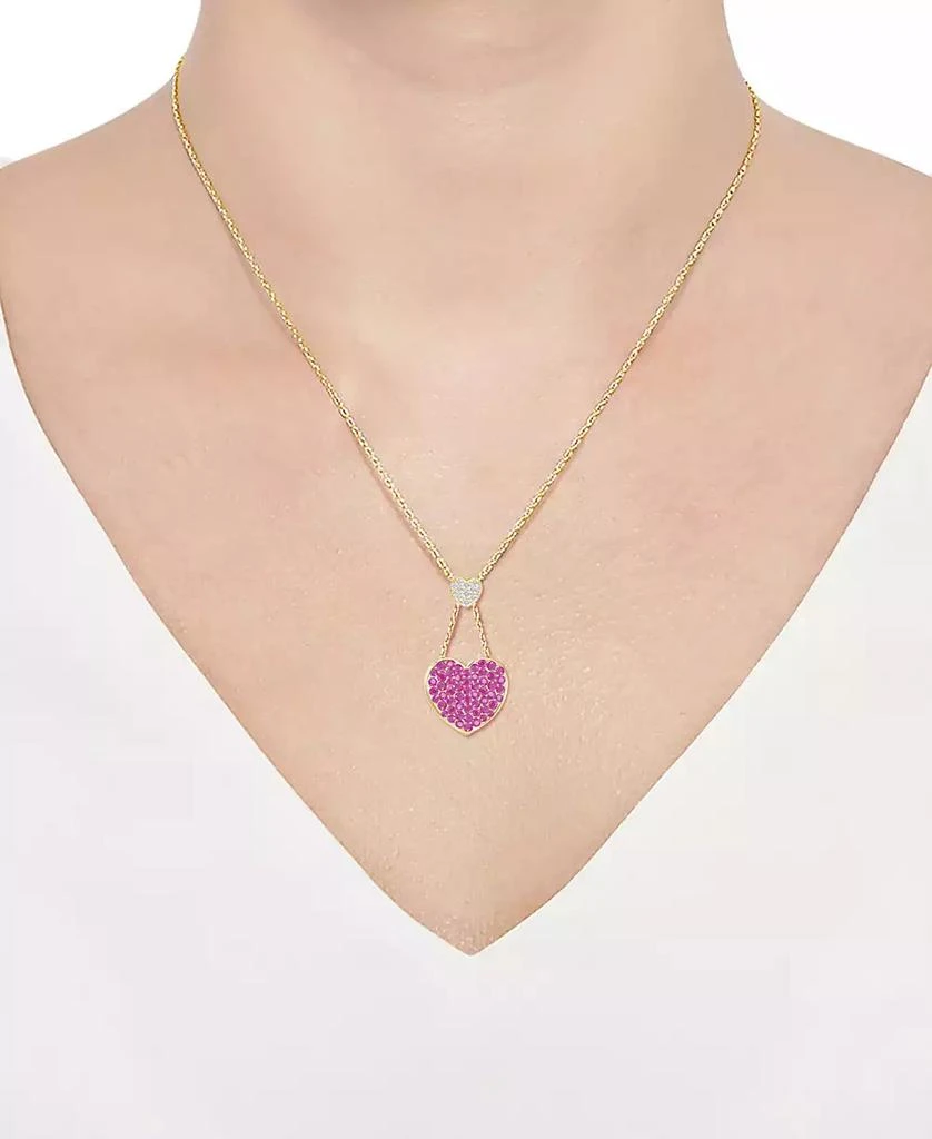 Macy
s Ruby (1-1/2 ct. t.w.)
Diamond (1/20 ct. t.w.) Heart Pendant Necklace in 14k Yellow Gold 6